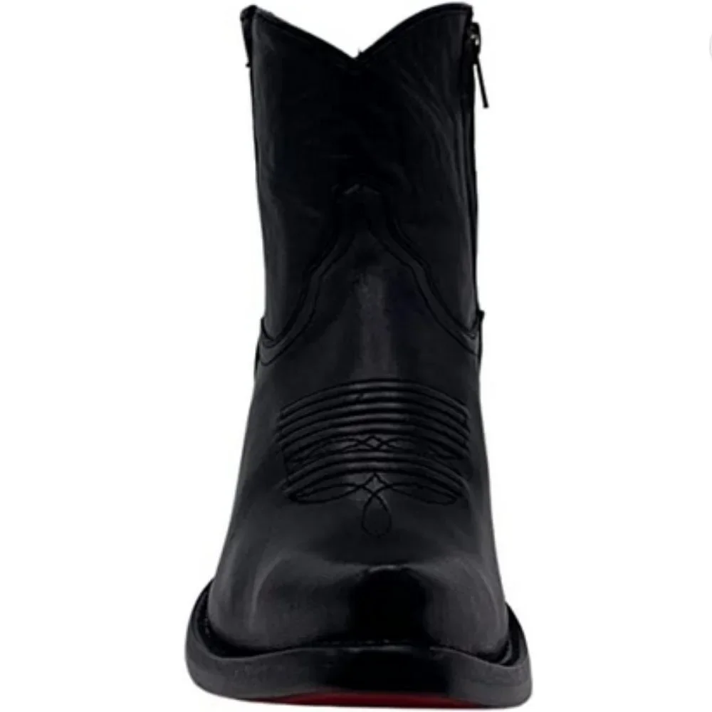 Vaccari Western Black Genuine Leather Snip Toe Ankle Boots 9.5 - Picture 4 of 6